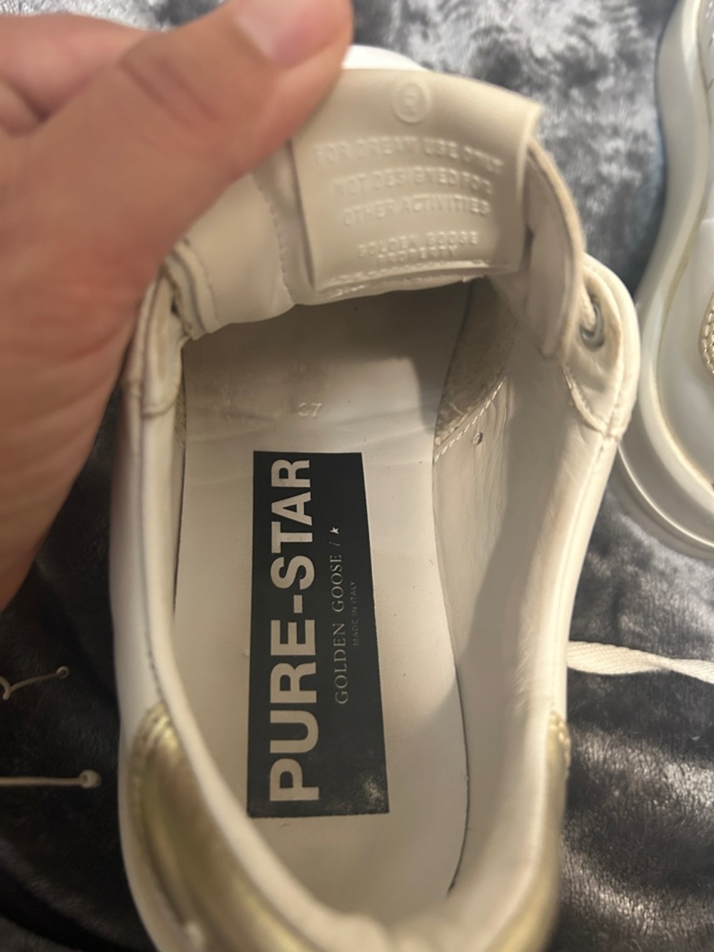 Golden Goose White Leather Pure-Star Sneaker with Gold Heel 37 - Picture 6 of 9